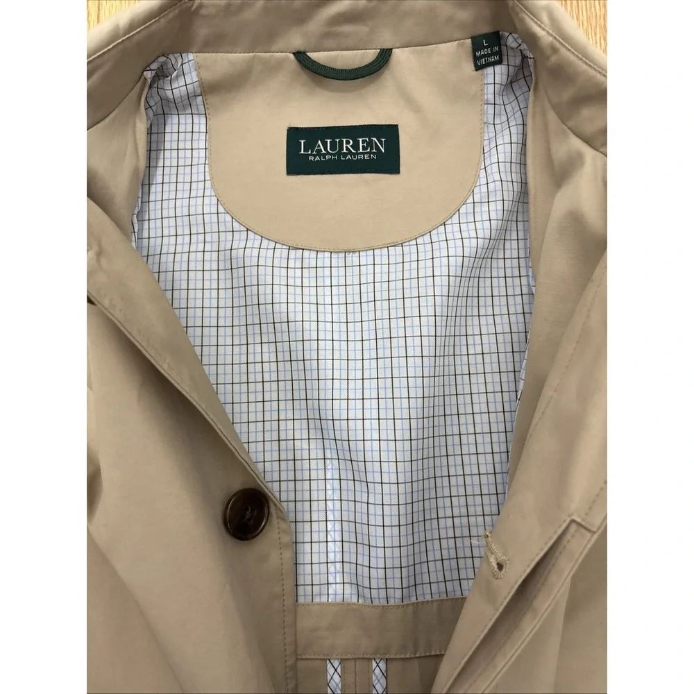 Lauren Ralph Lauren Khaki Tan‎ Car Coat Jacket Size L Mens Outerwear